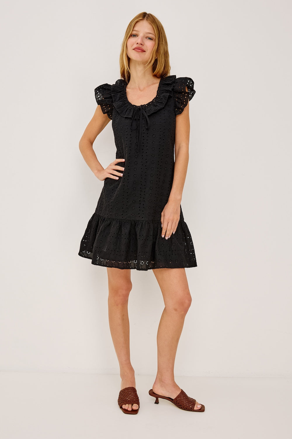 Black Eyelet Essie Mini Dress – Angela Beer