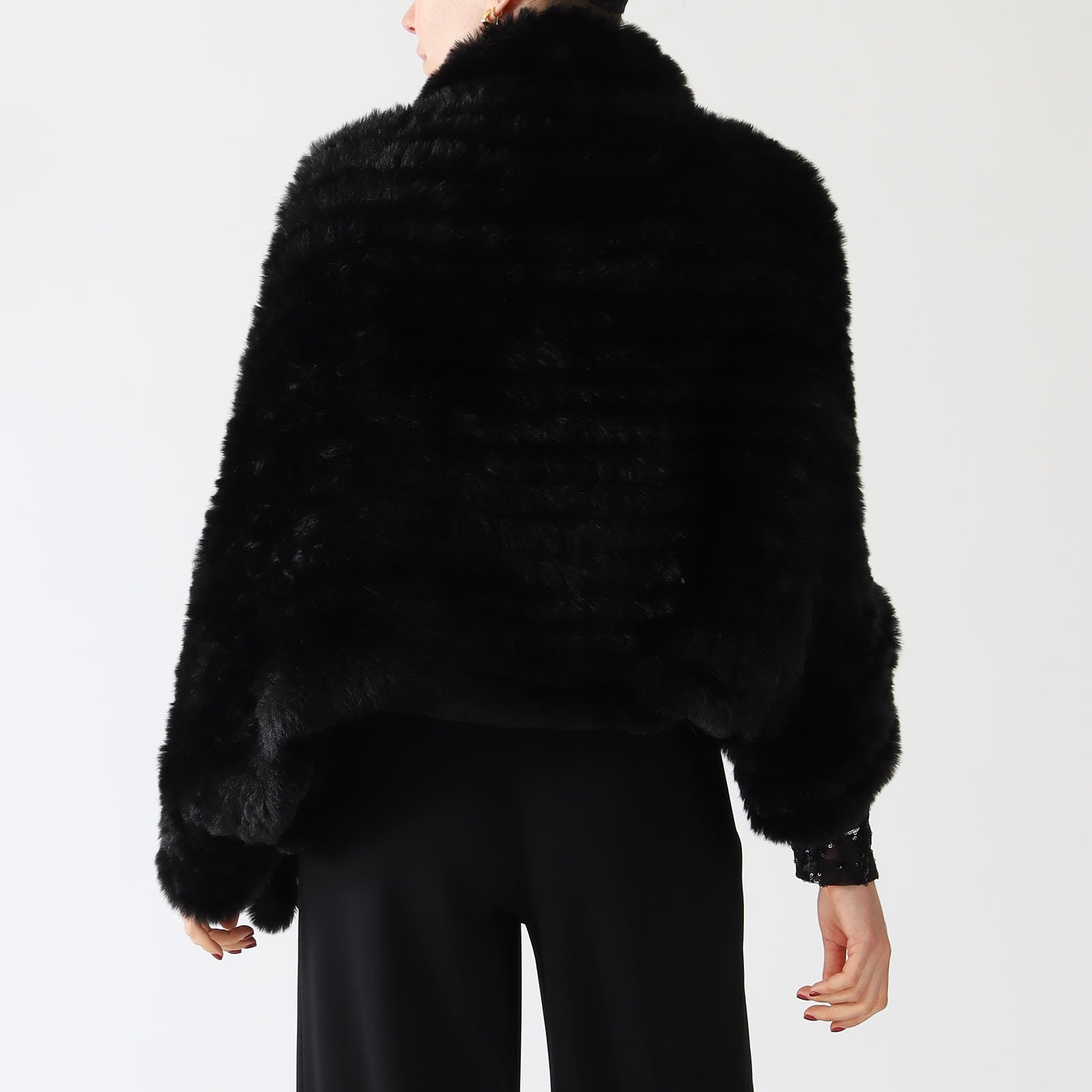 Black Faux Fur Bolero Jacket