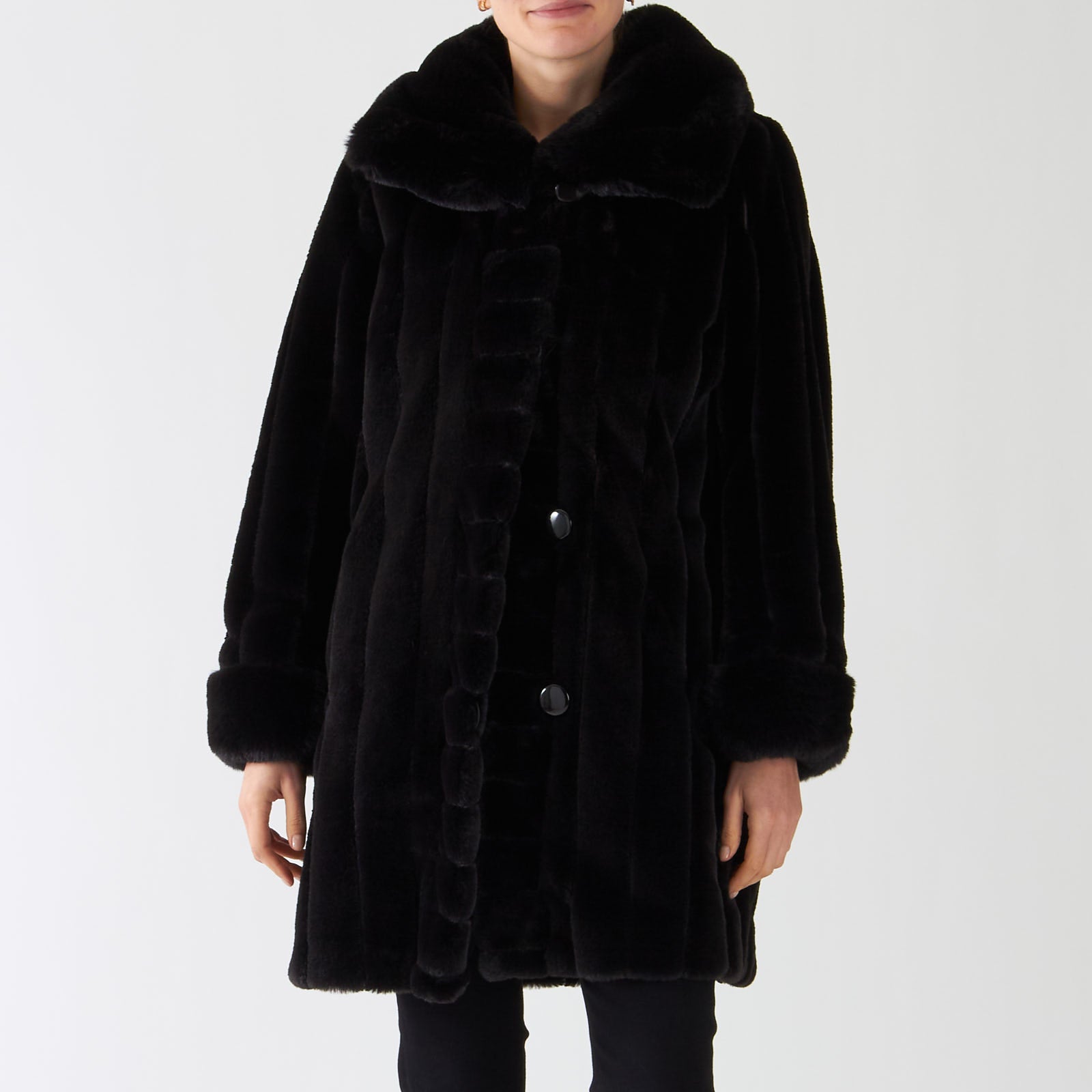 Black Faux Fur Reversible Coat