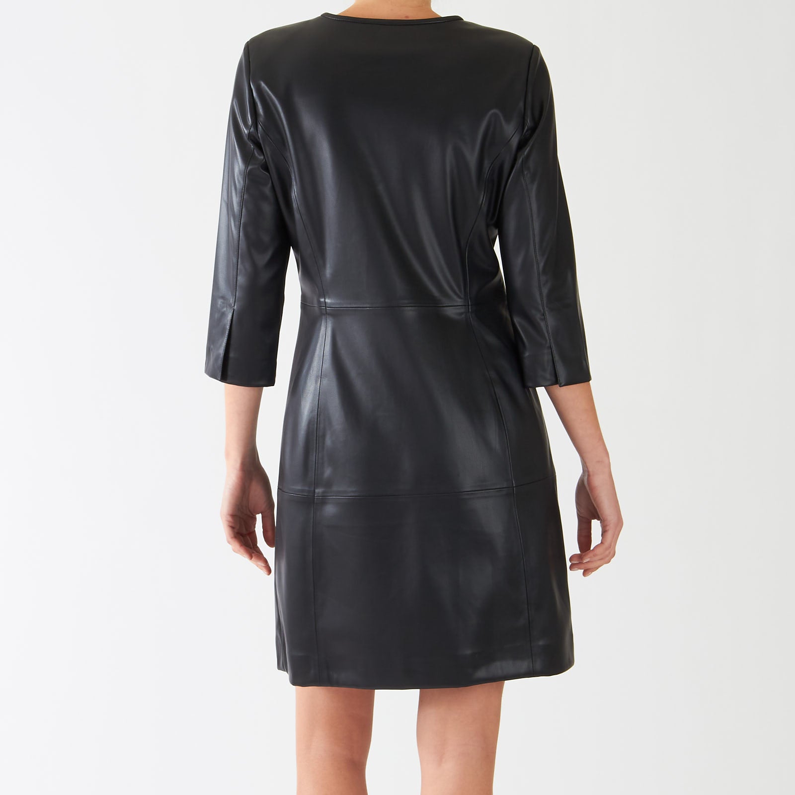 Black Faux Leather Zipped Dress