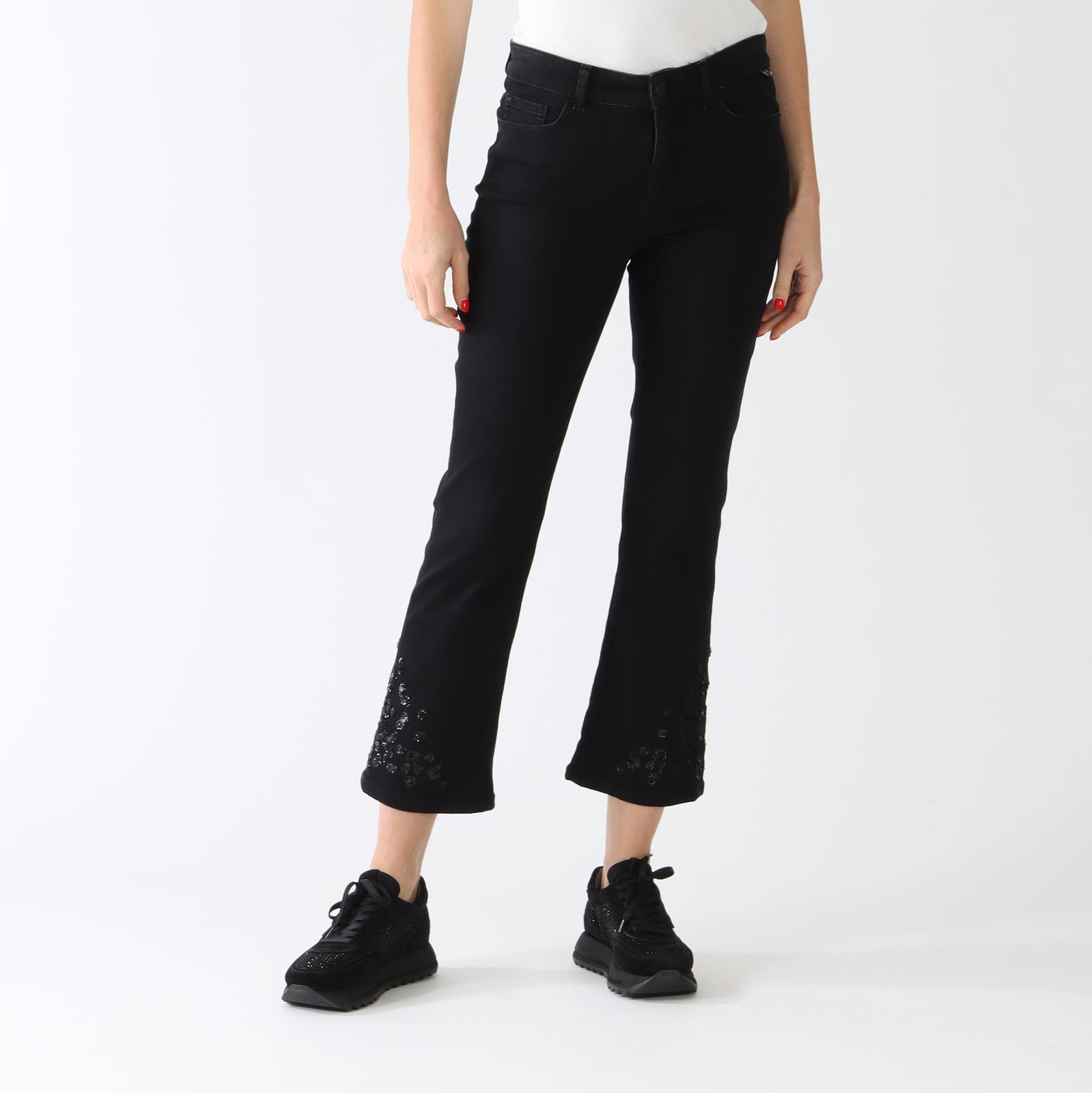 Black Forli Jeans With Embellished Hems