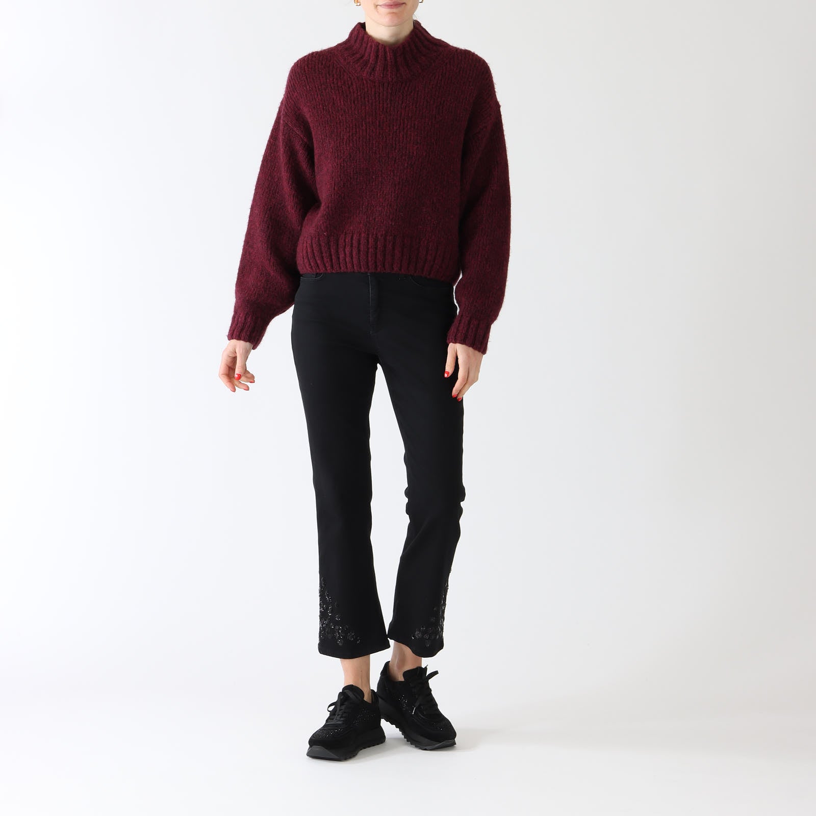 Black Forli Jeans With Embellished Hems