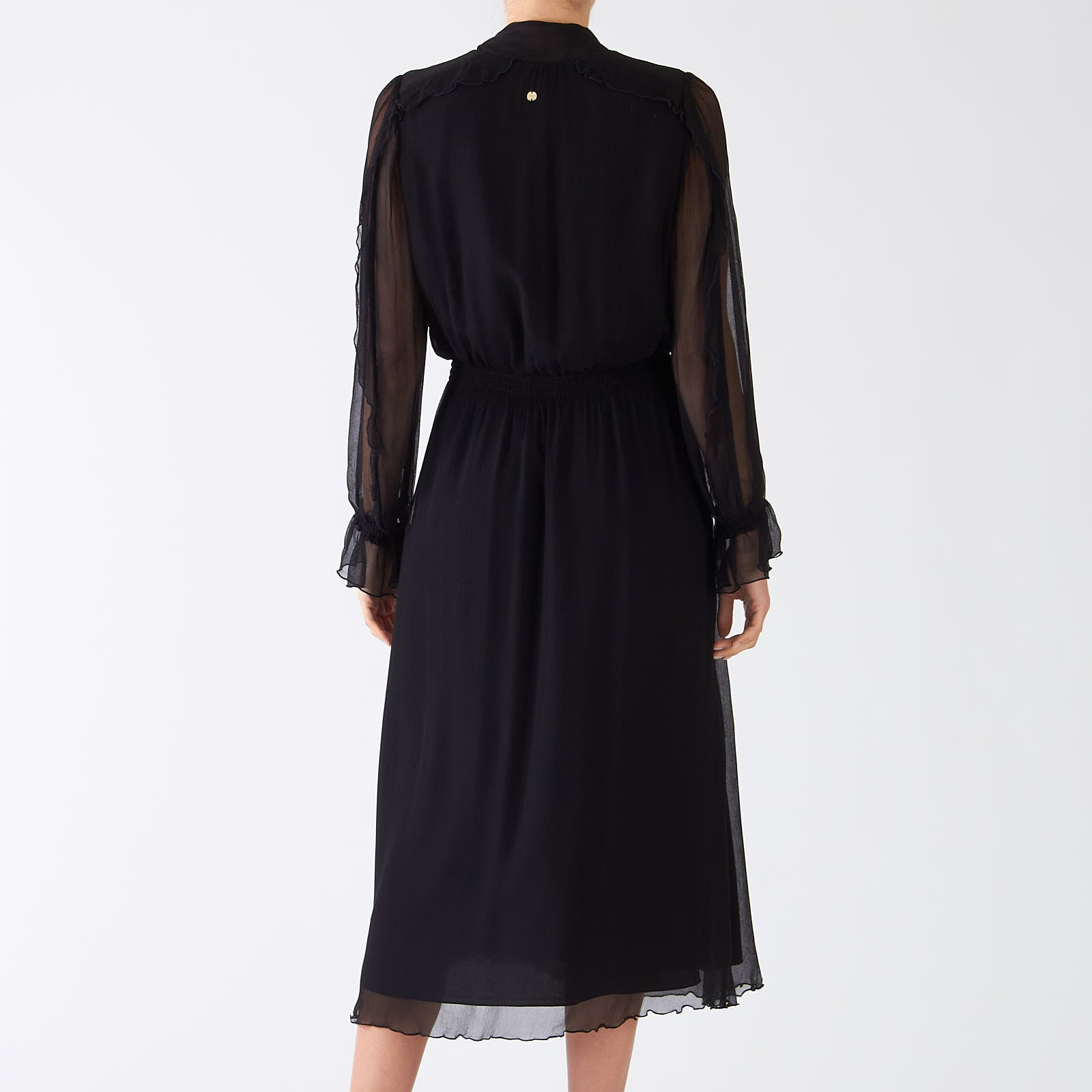Black Frill Detail Midi Dress