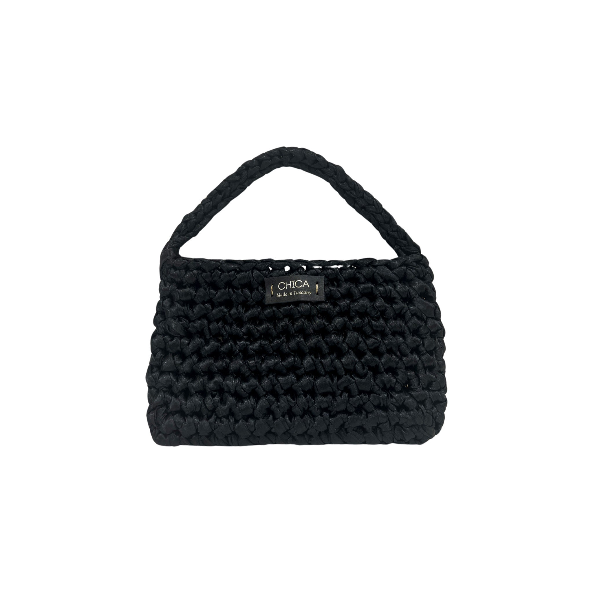 Black Gioia Woven Satin Mini Bag
