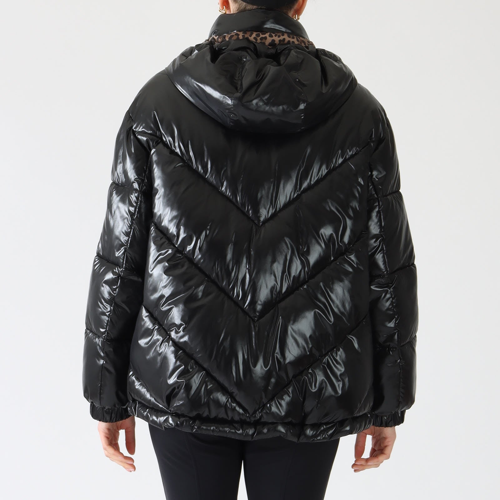 Black Glossy Quilted Puffer Jacket