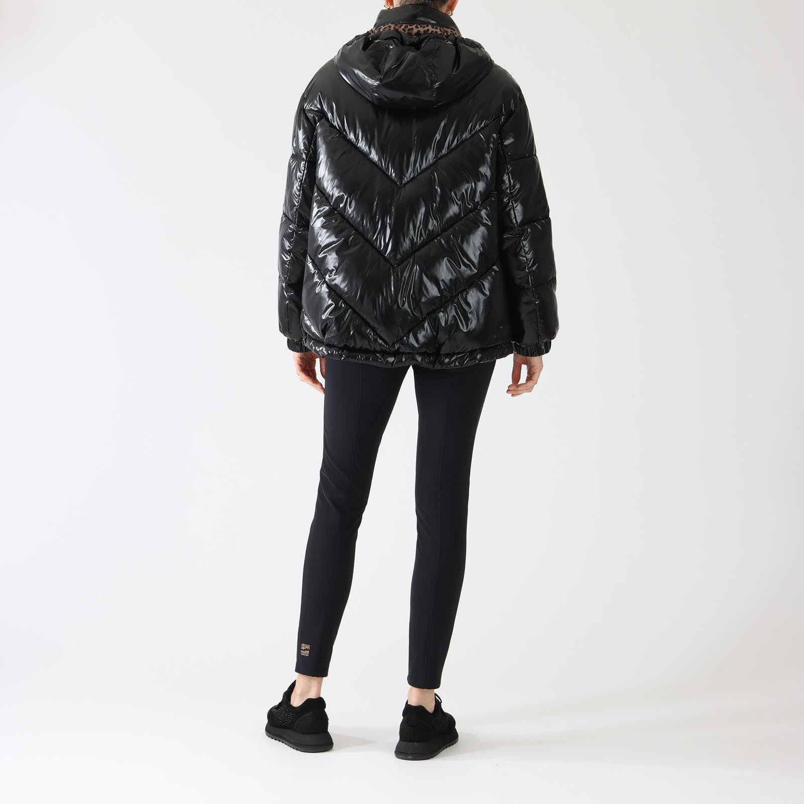 Black Glossy Quilted Puffer Jacket