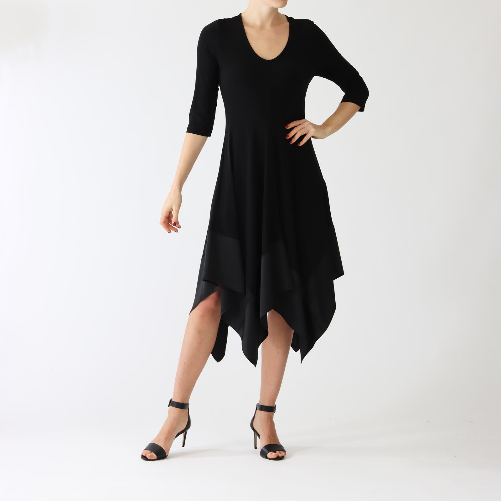 Black Handkerchief Hem Dress