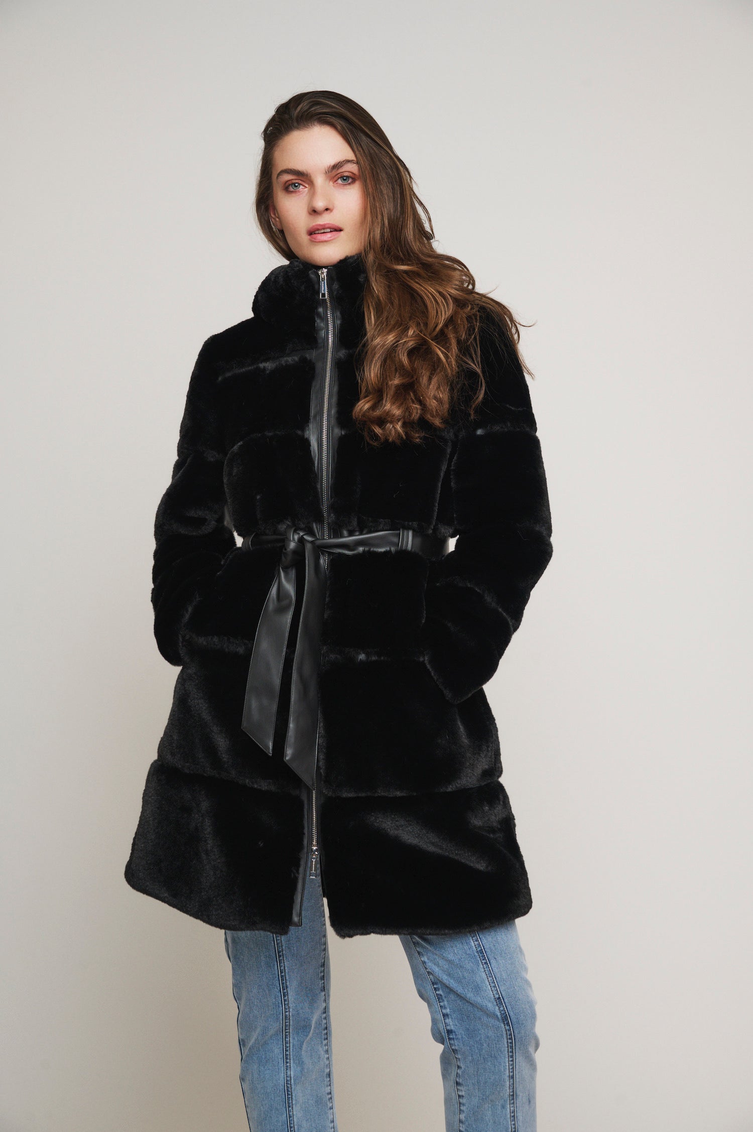 Black Harvard Faux Fur Coat