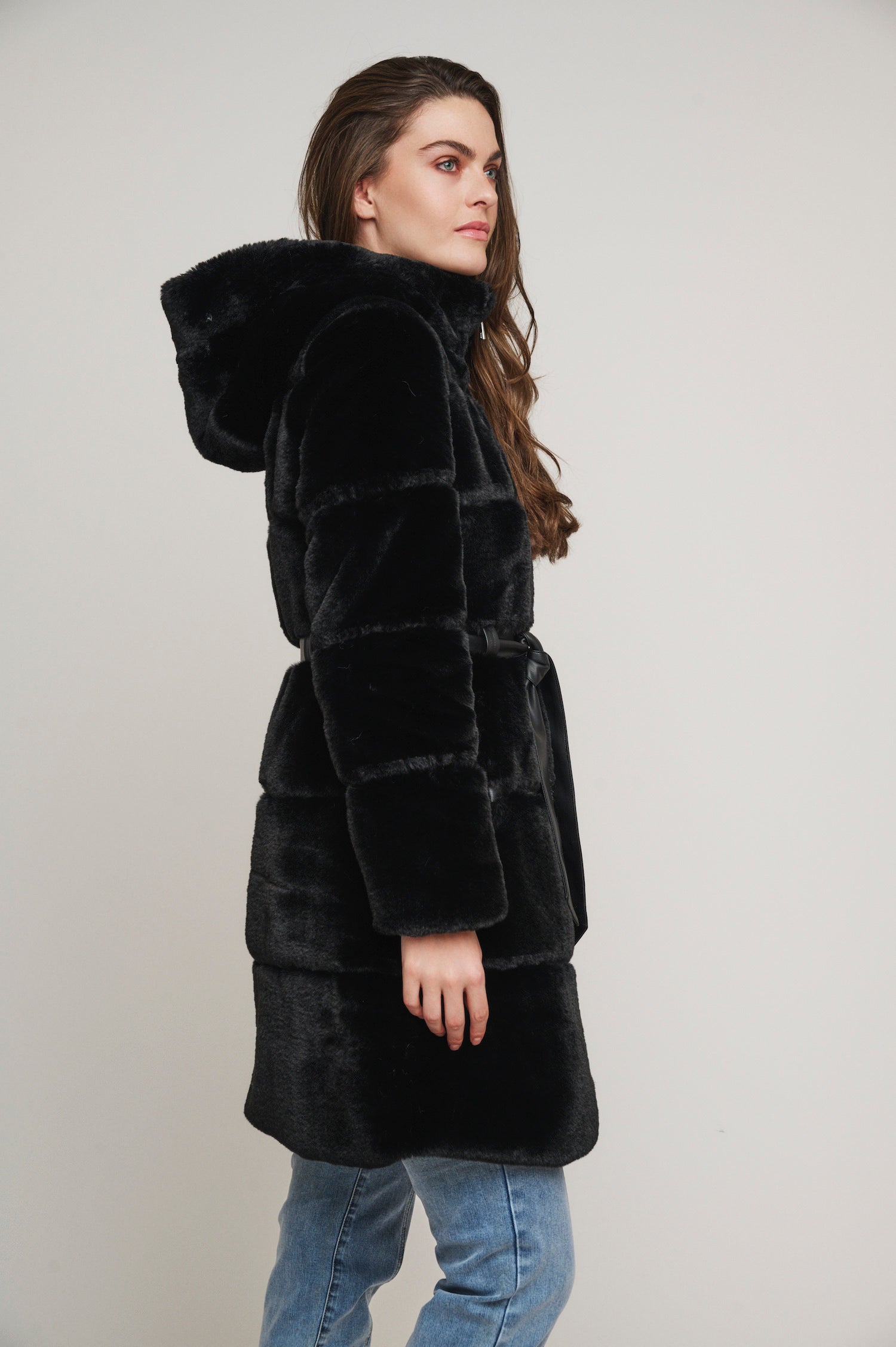 Black Harvard Faux Fur Coat