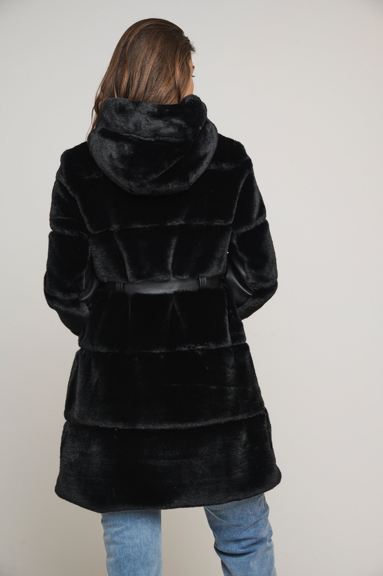 Black Harvard Faux Fur Coat