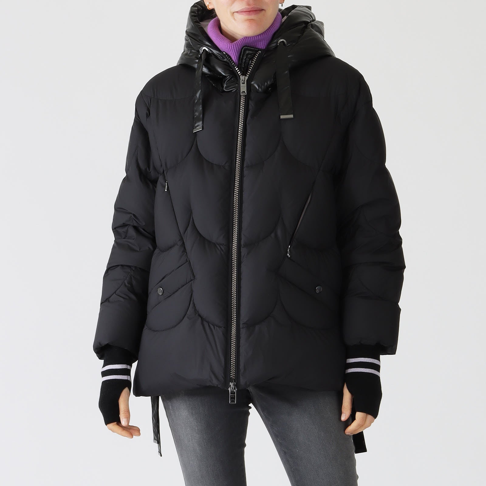 Black Hooded Down Padded Puffer Jacket