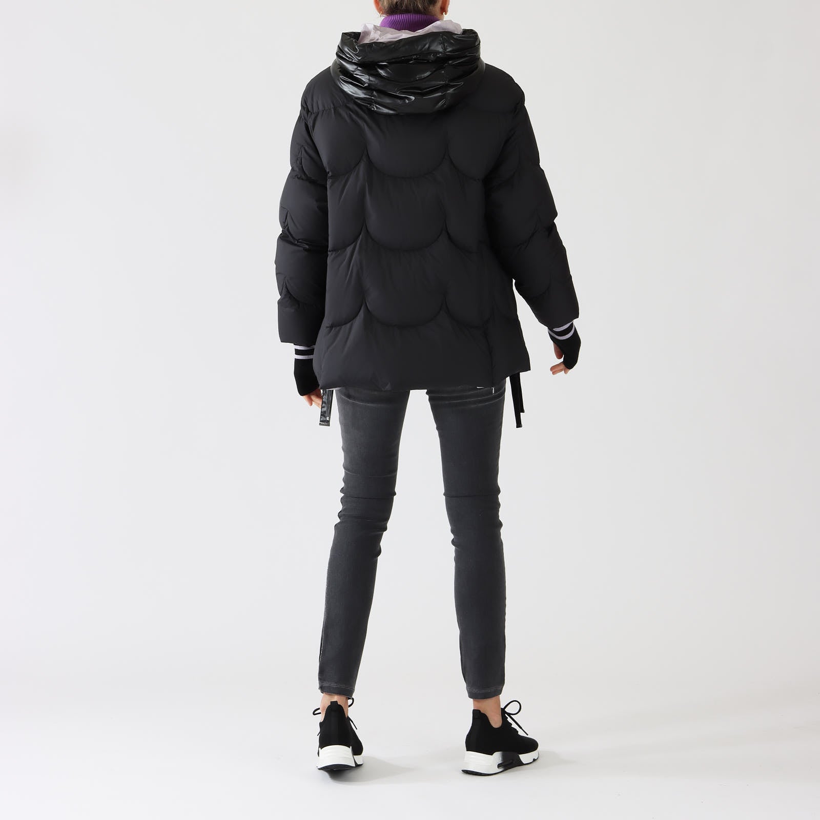 Black Hooded Down Padded Puffer Jacket