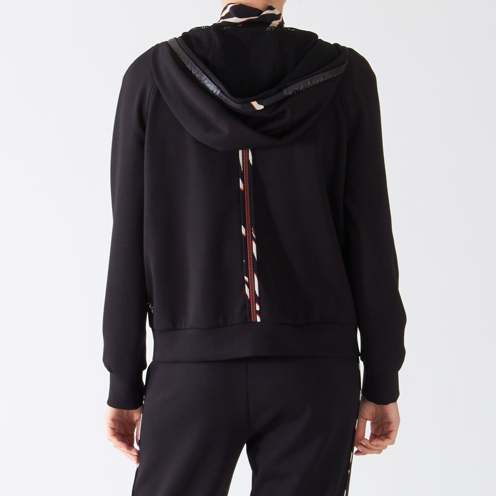 Black Jersey Hooded Zip-Up Jacket