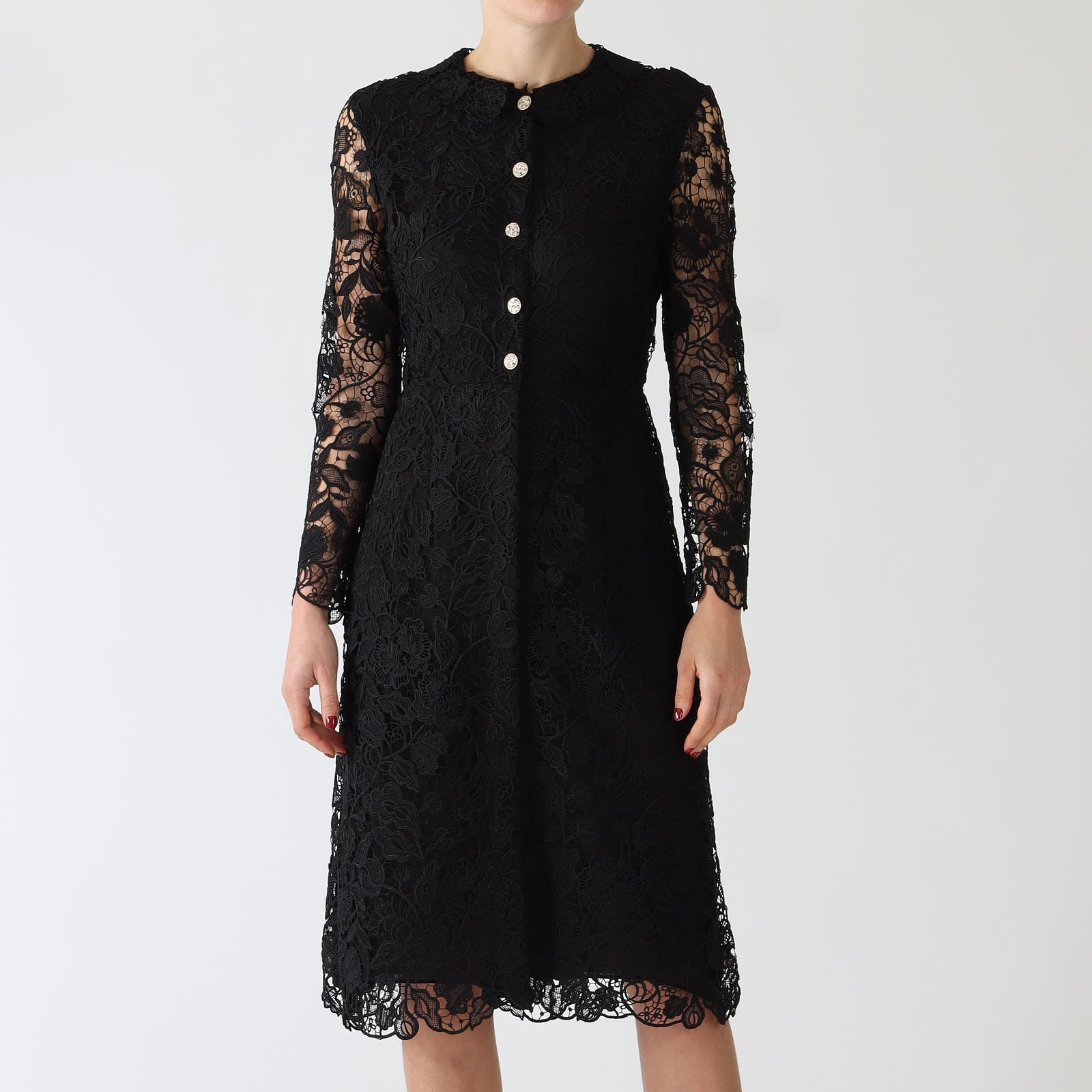 Black Lace Midi Length Dress