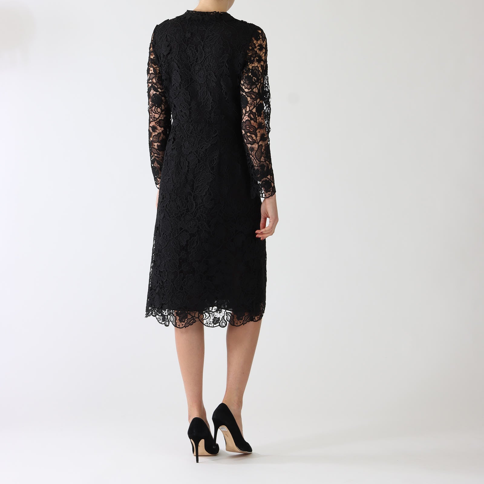 Black Lace Midi Length Dress