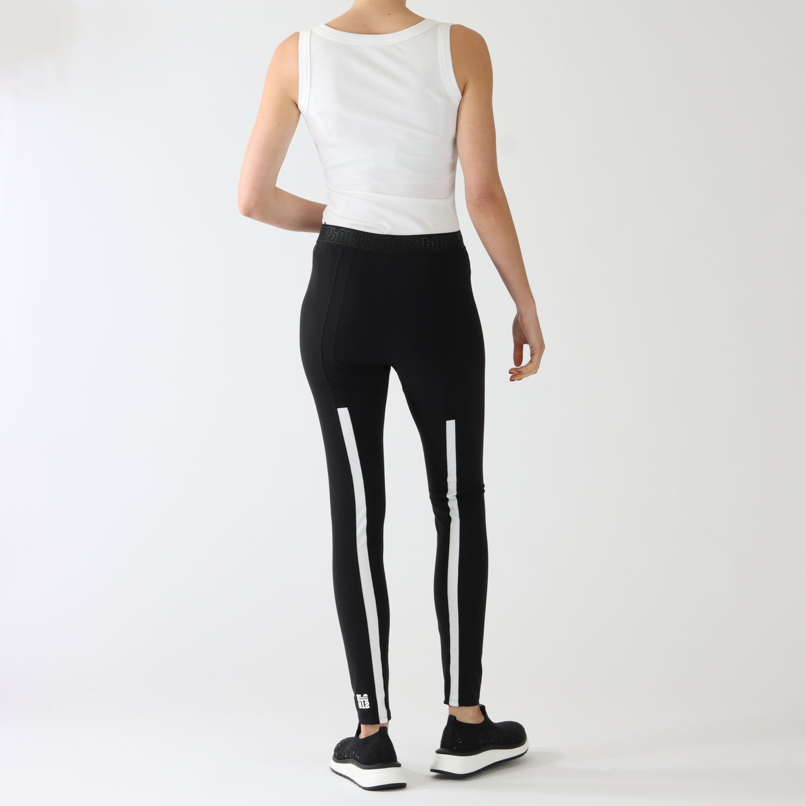 Black leggings with white lines best sale