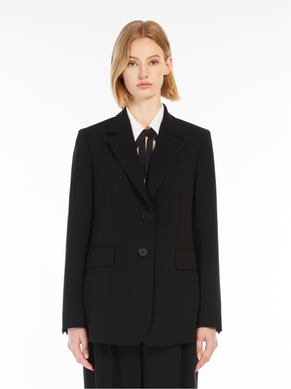 Black Linz Single-Breasted Cady Blazer