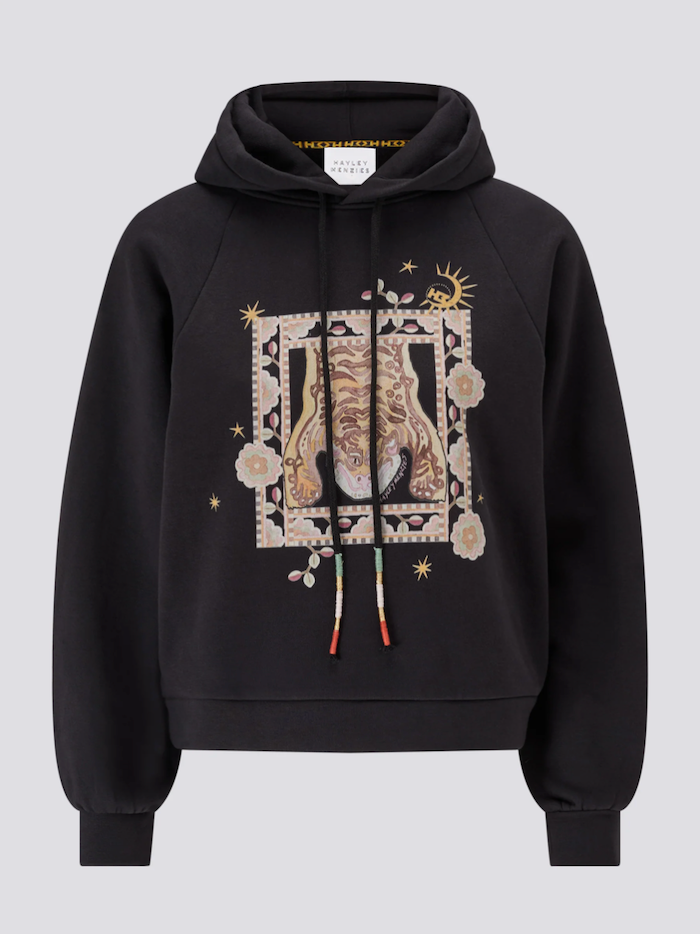 Black Lotus Tiger Print Hoodie