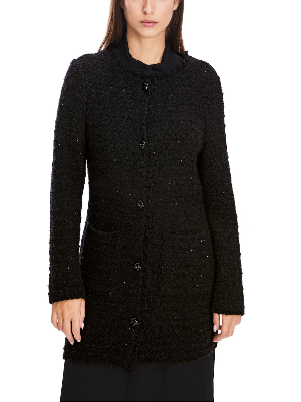 Black Lurex Bouclé Knit Cardigan