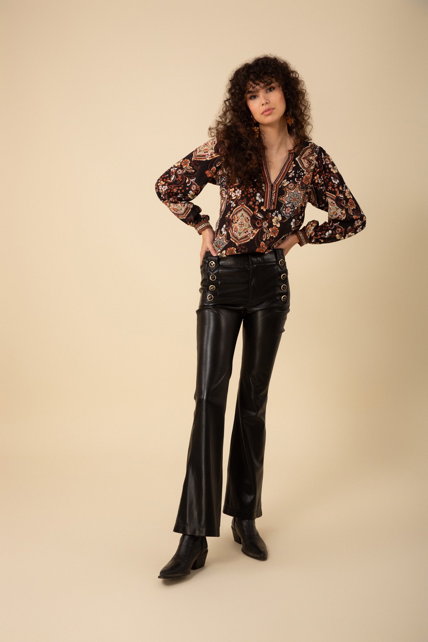 Black Lyric Faux Leather Bootleg Pants