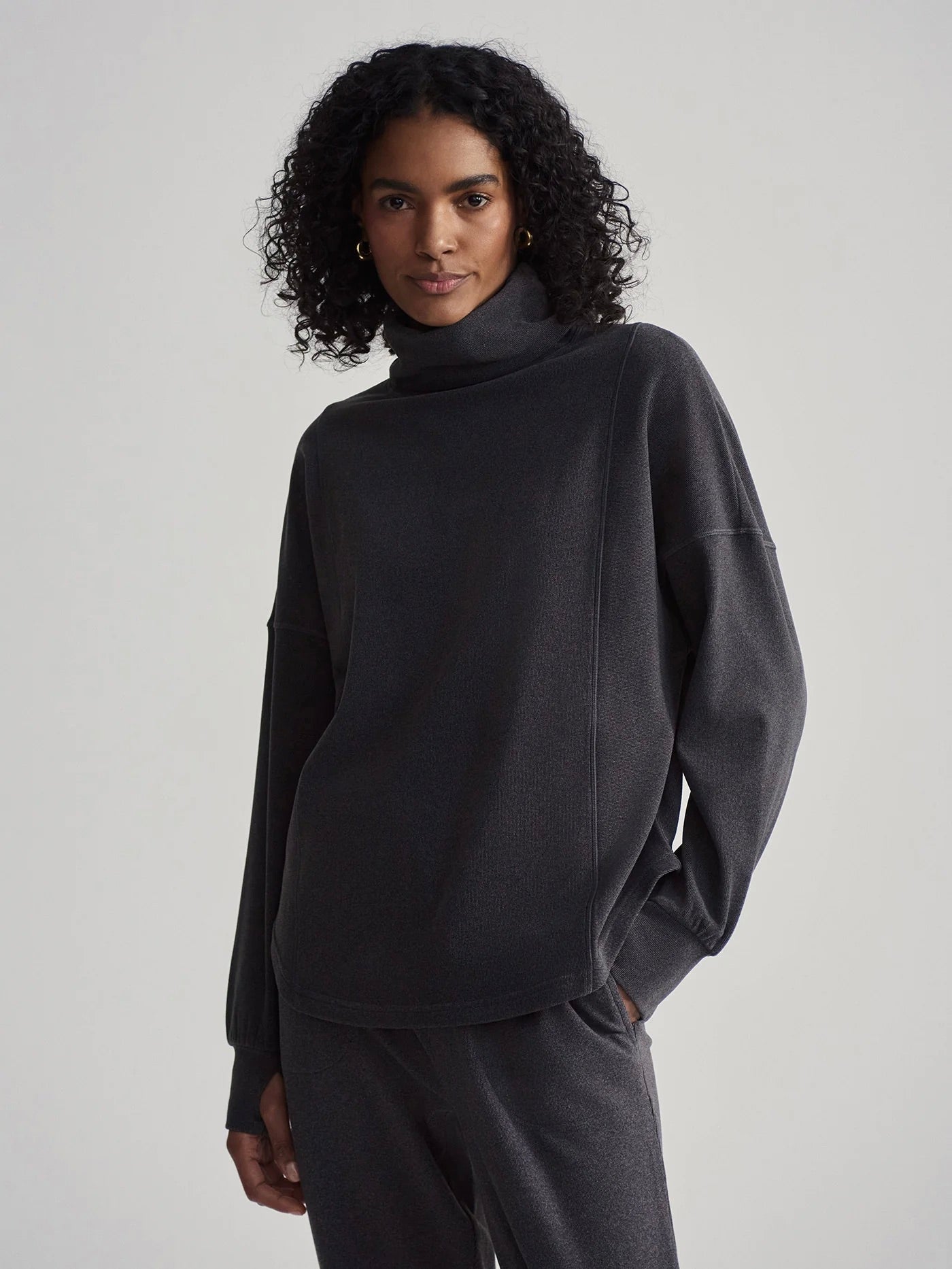 Black Marl Rainer Roll Neck Sweater