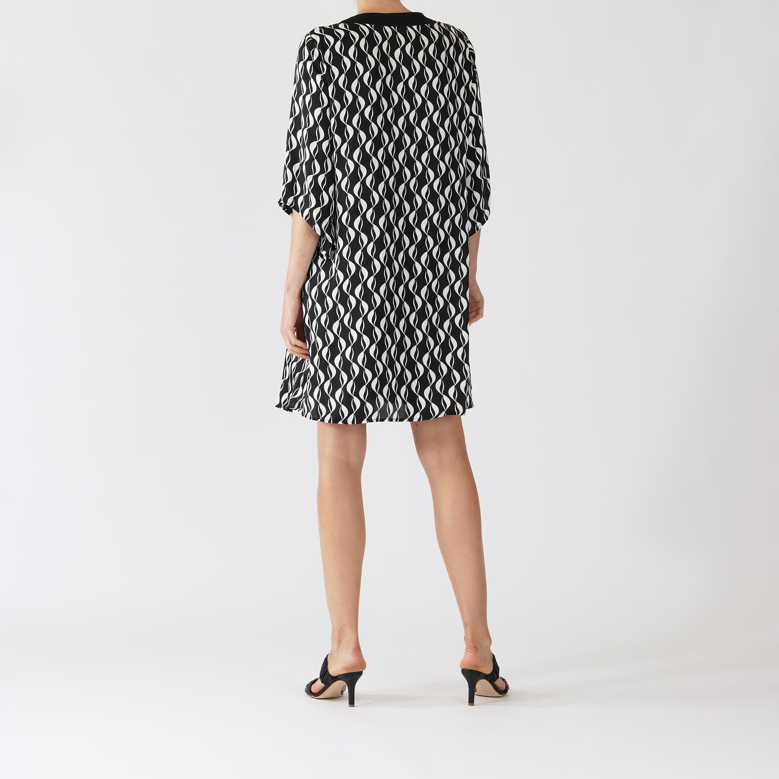 Black & Moonstone Geometric Print Tunic Dress
