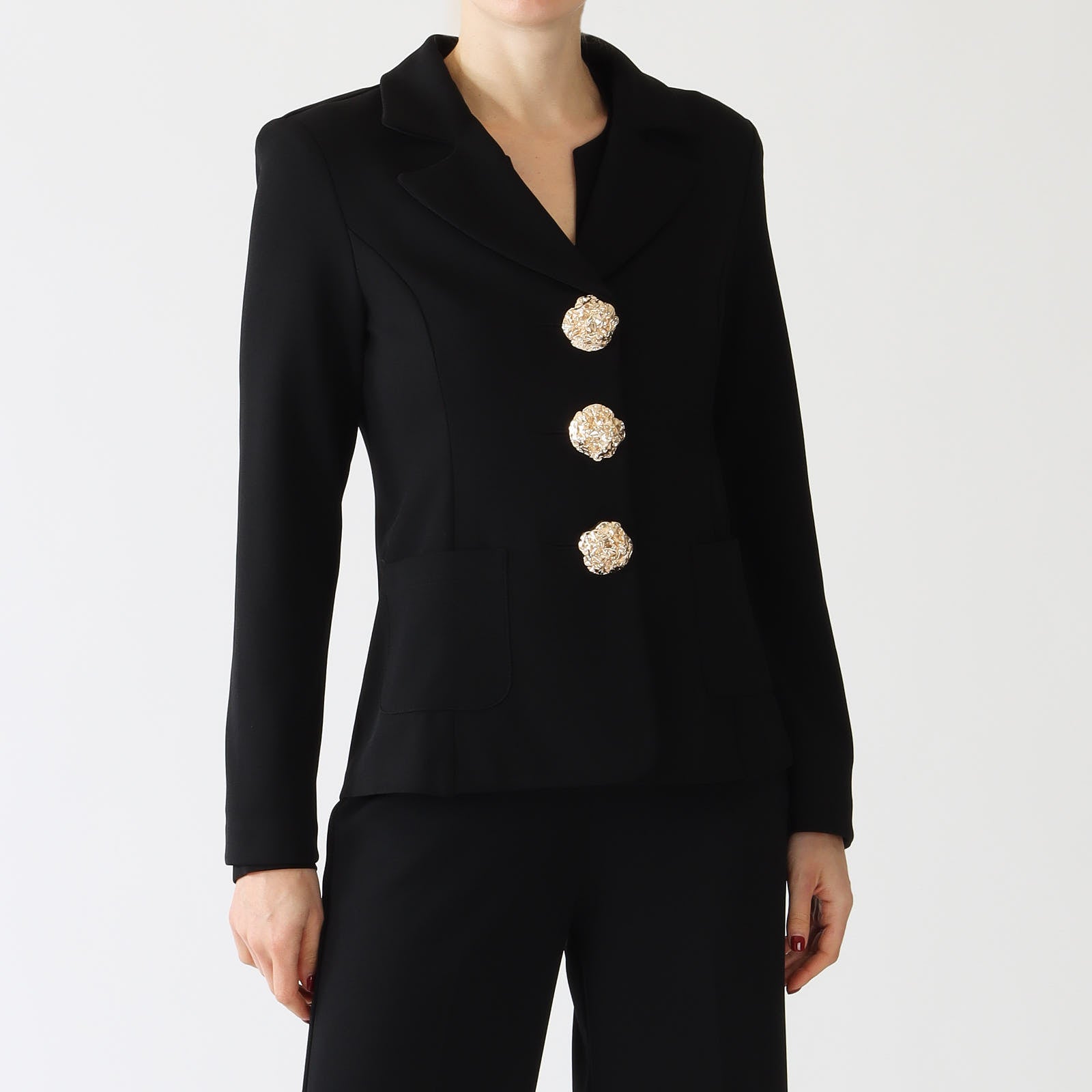 Black Ornate Button Blazer