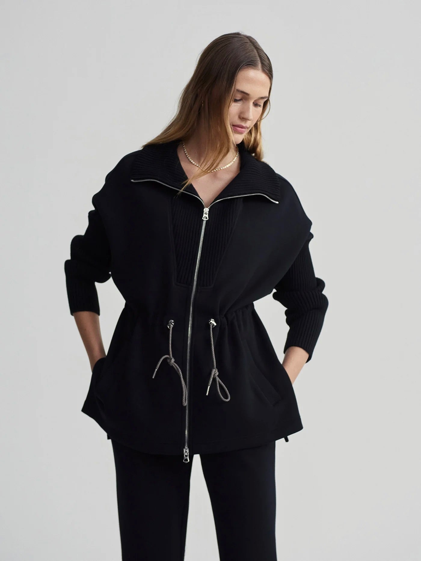 Black Palen Longline Sweat Jacket