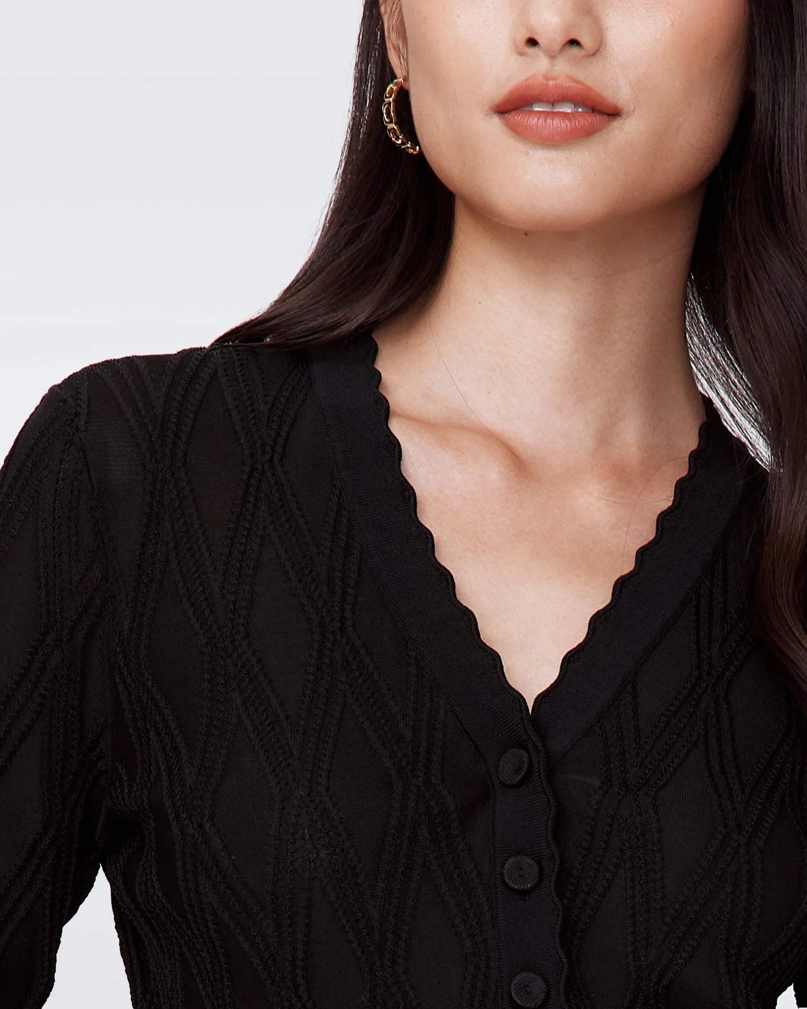 Black Pomela Jacquard Knit Cardigan