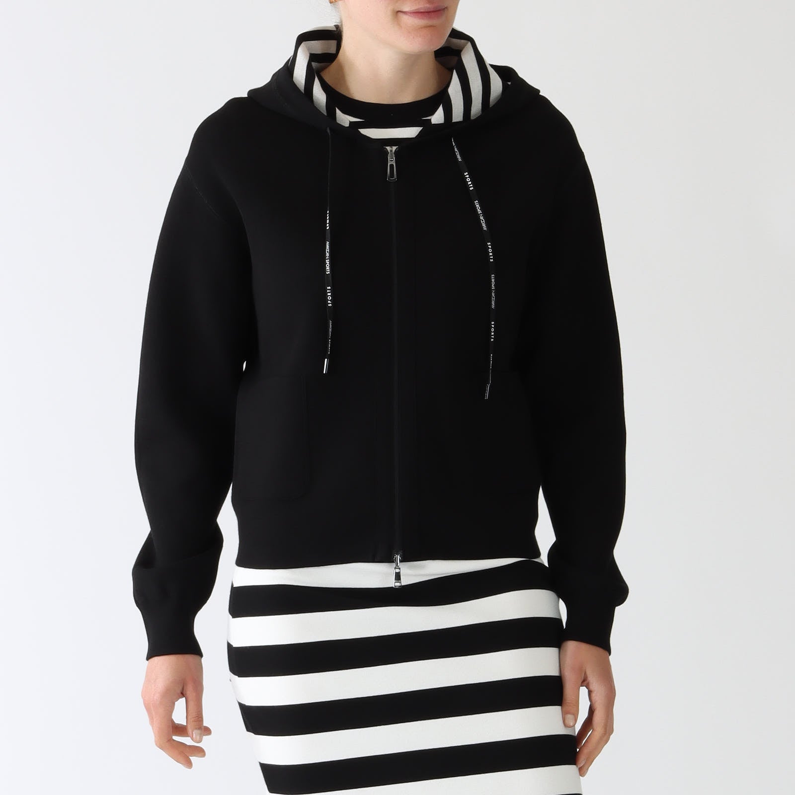 Black Reversible Stripe Hooded Jacket