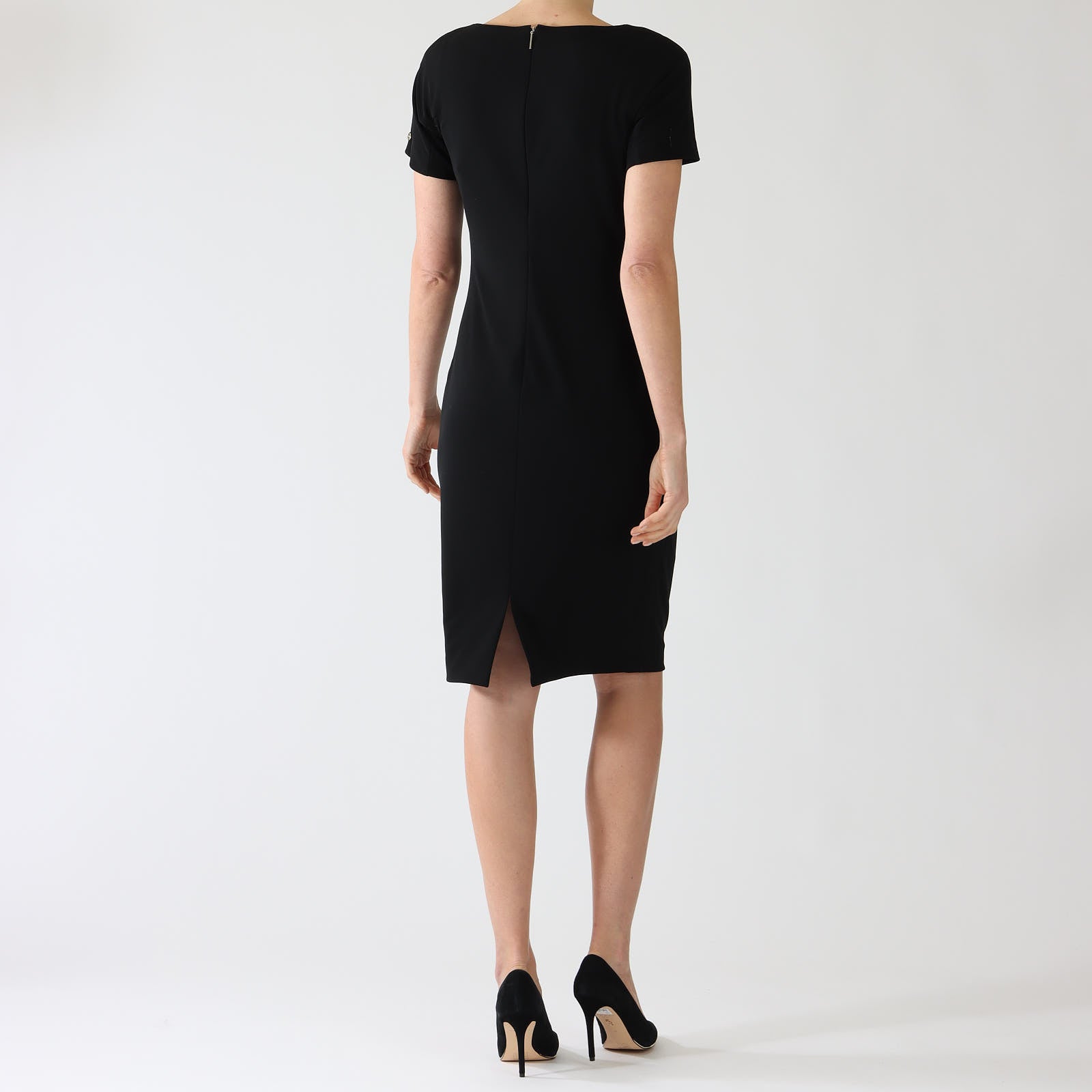 Black Ruched Knee Length Shift Dress