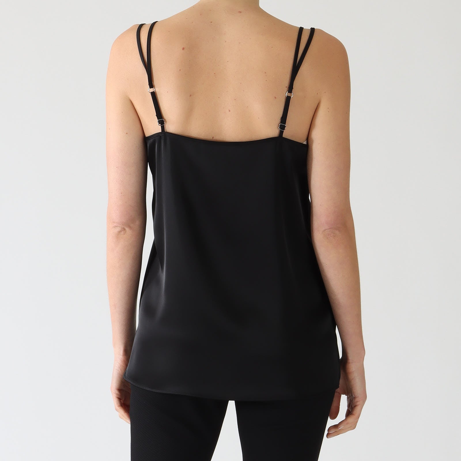 Black Satin Double Strap Camisole