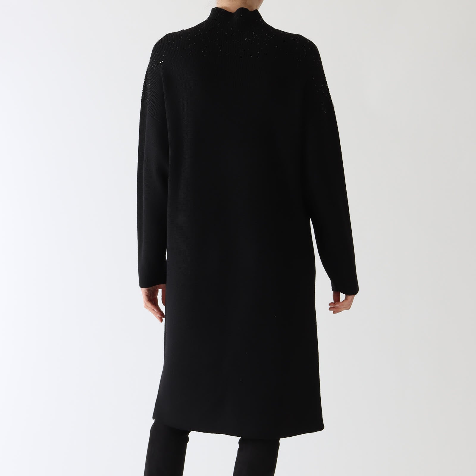 Black Sequin Knit Wool Dress