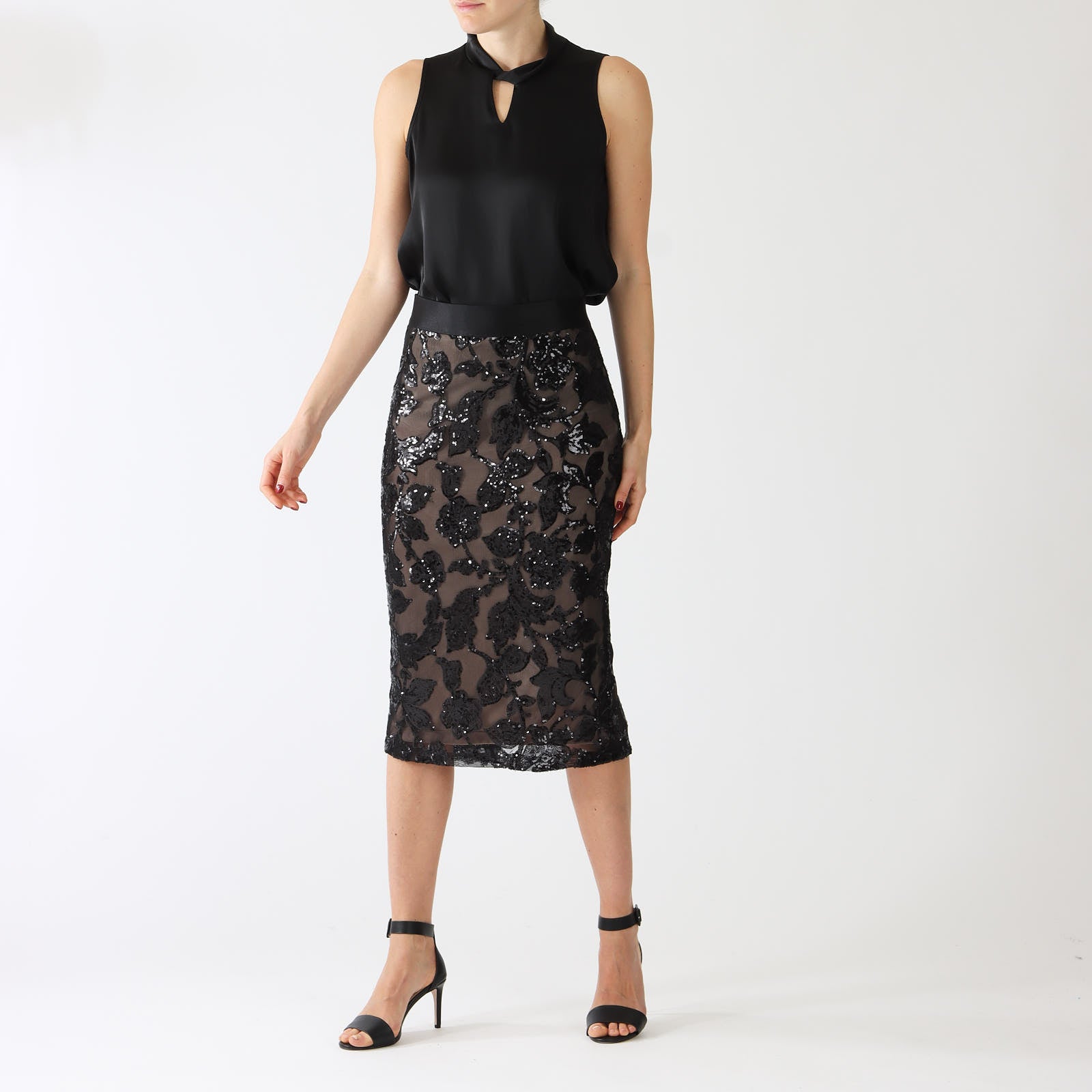 Black Sequin Pencil Skirt