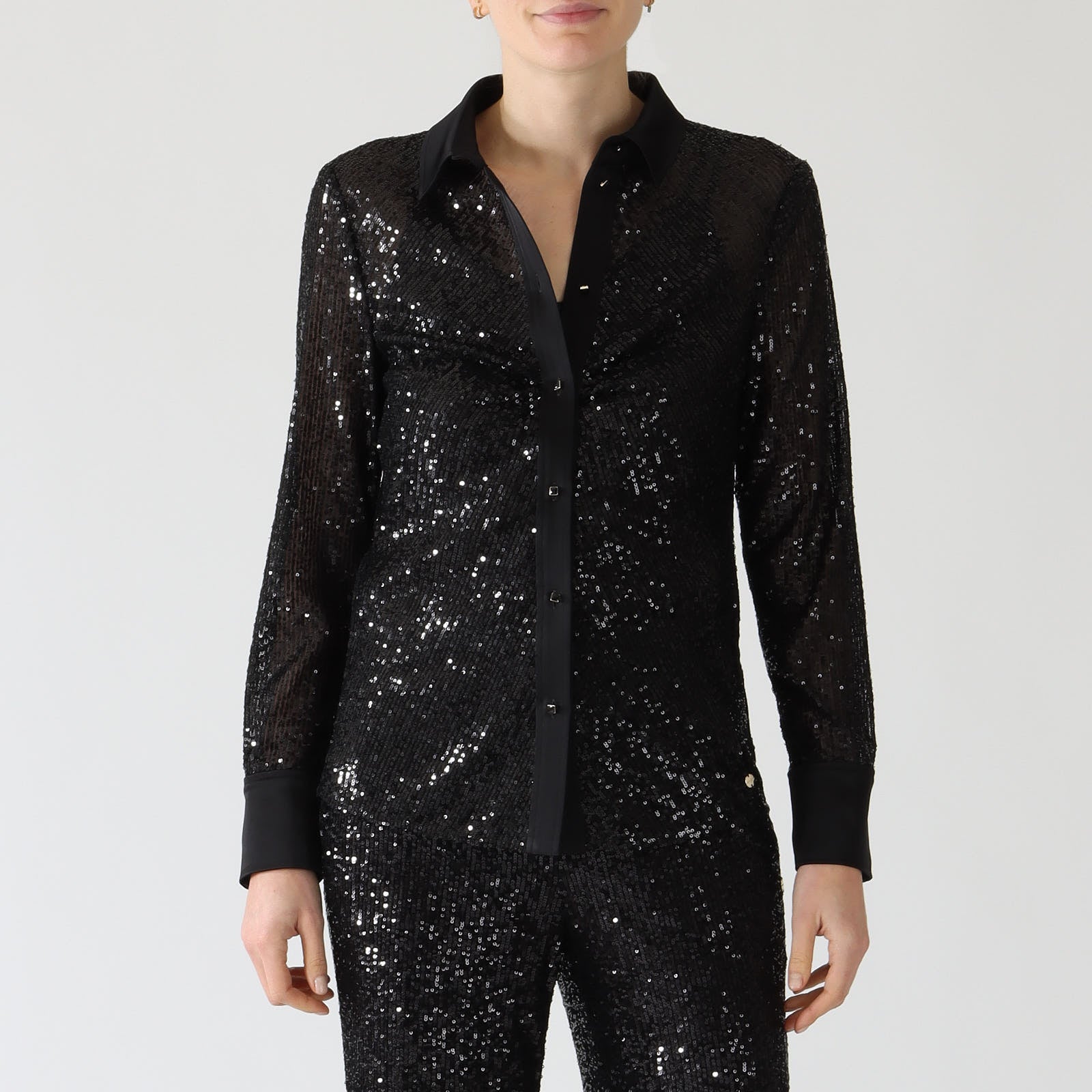 Black Shimmering Sequinned Shirt