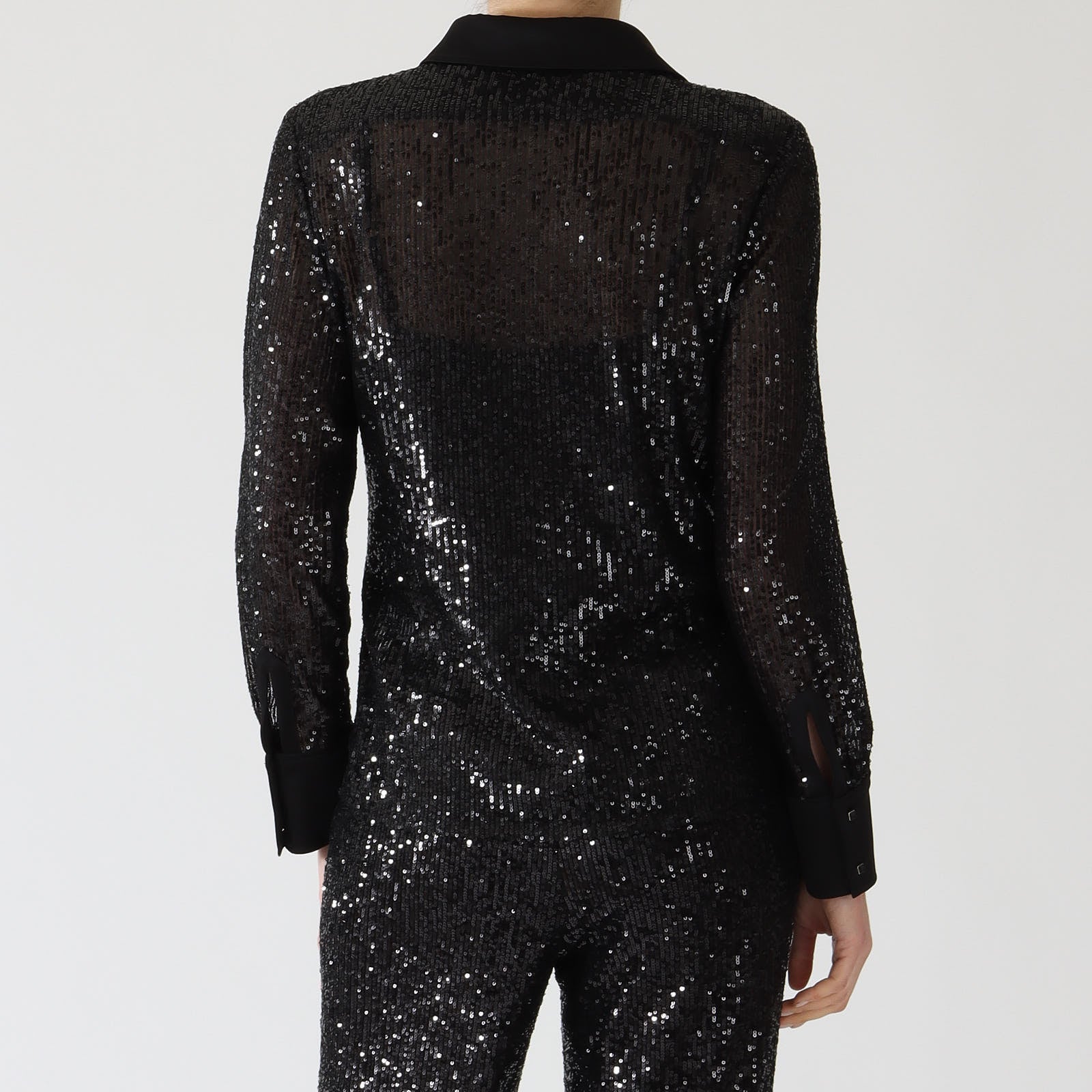 Black Shimmering Sequinned Shirt