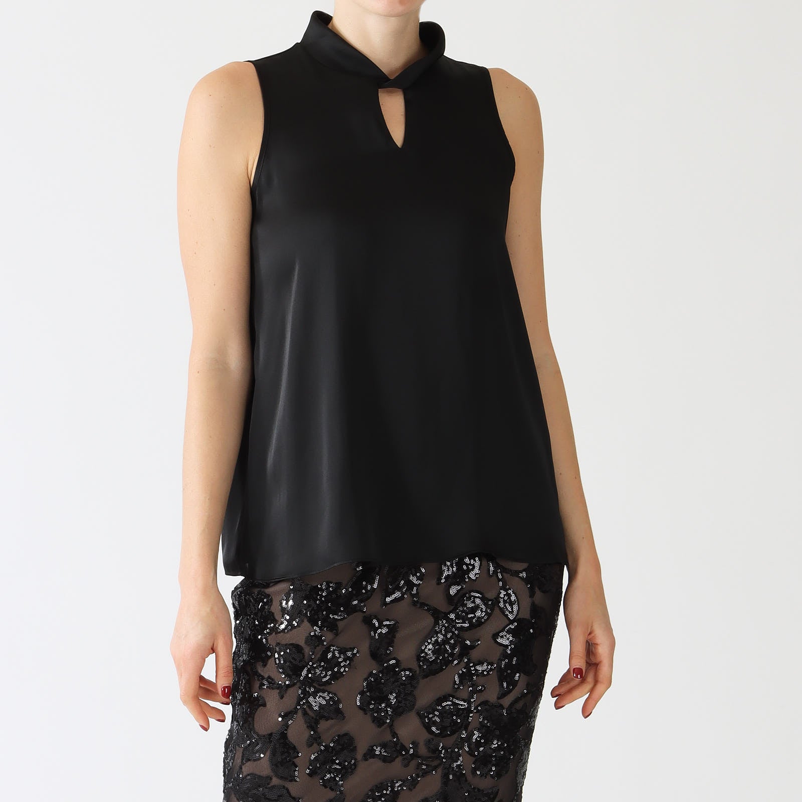 Black Silky Sleeveless Top