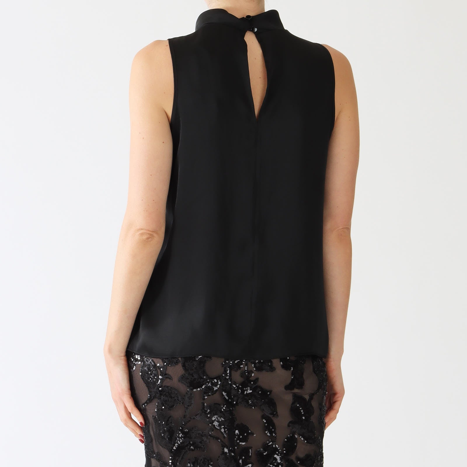 Black Silky Sleeveless Top