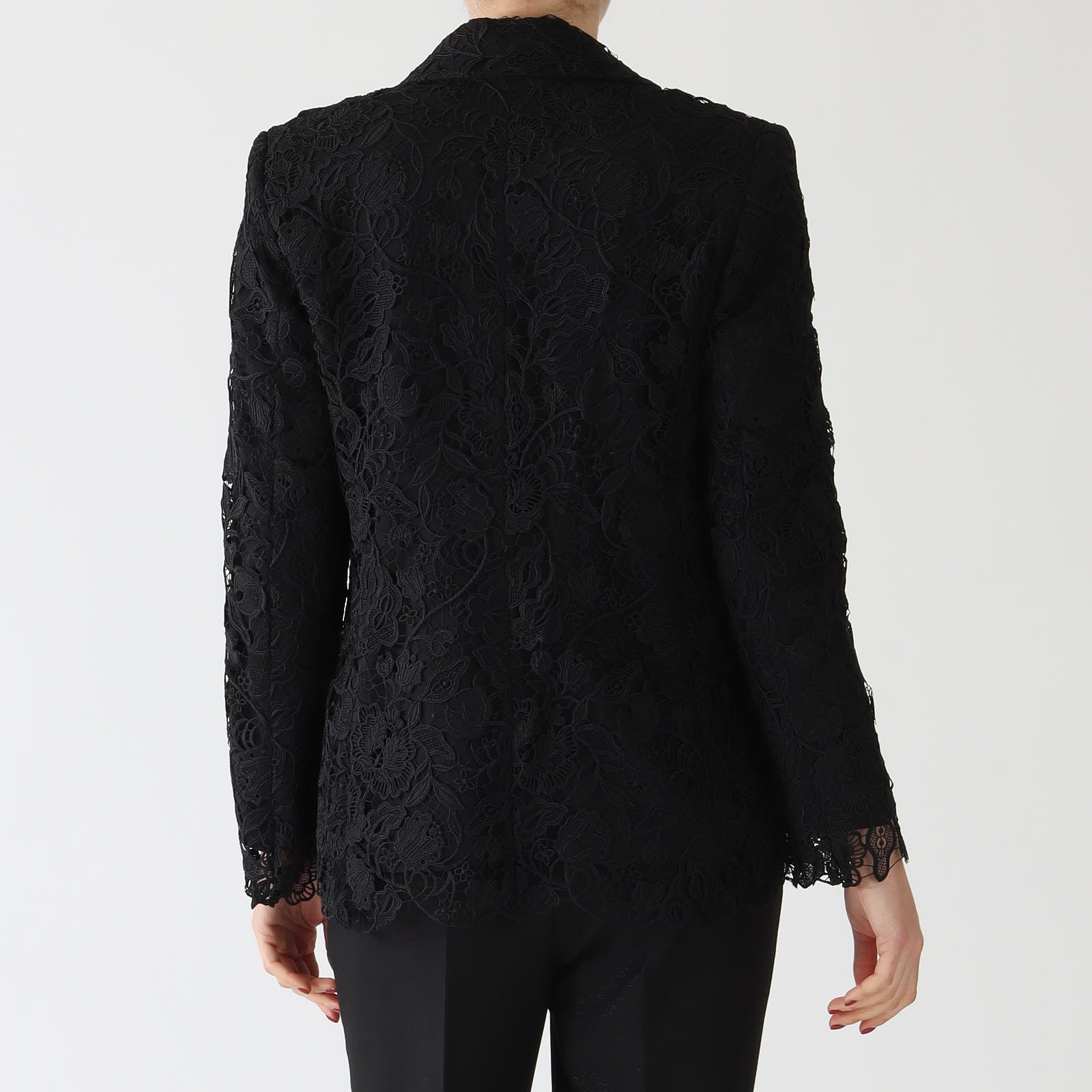 Black Single Breasted Lace Blazer