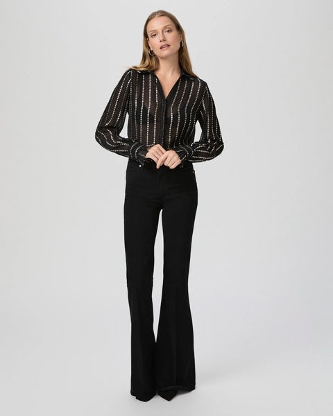 Black Sosa Metallic Floral Striped Blouse