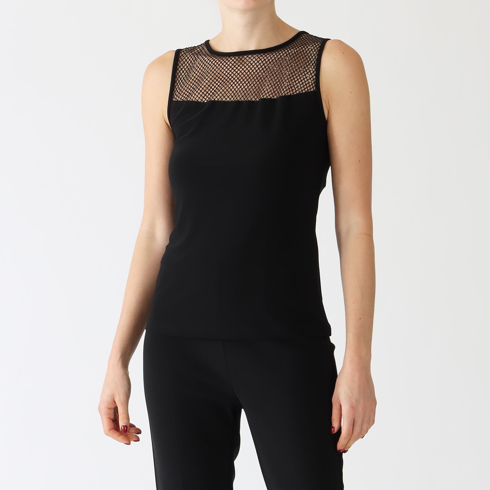 Black Sparkle Mesh Sleeveless Top