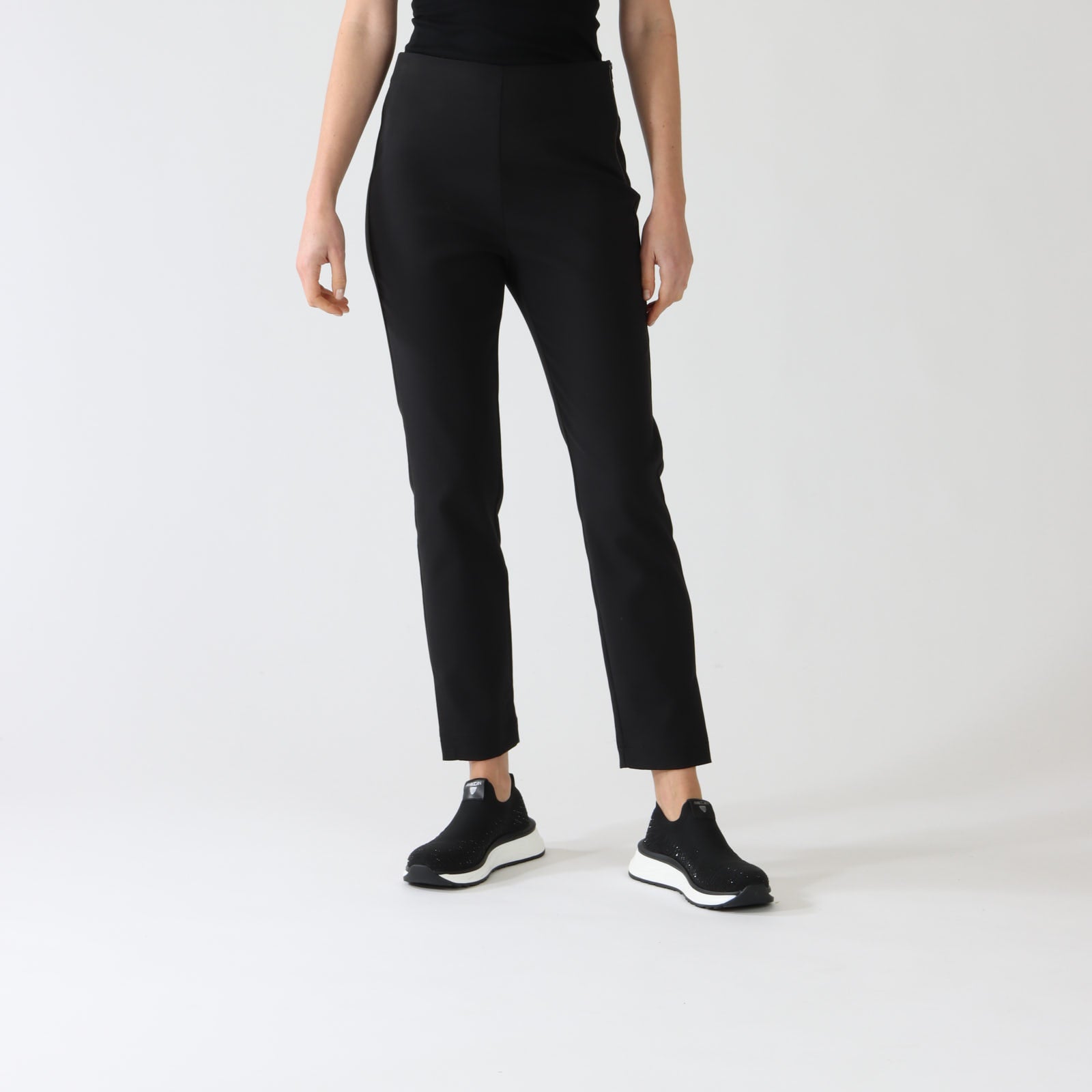 Black Sports Waistband Sliven Pants