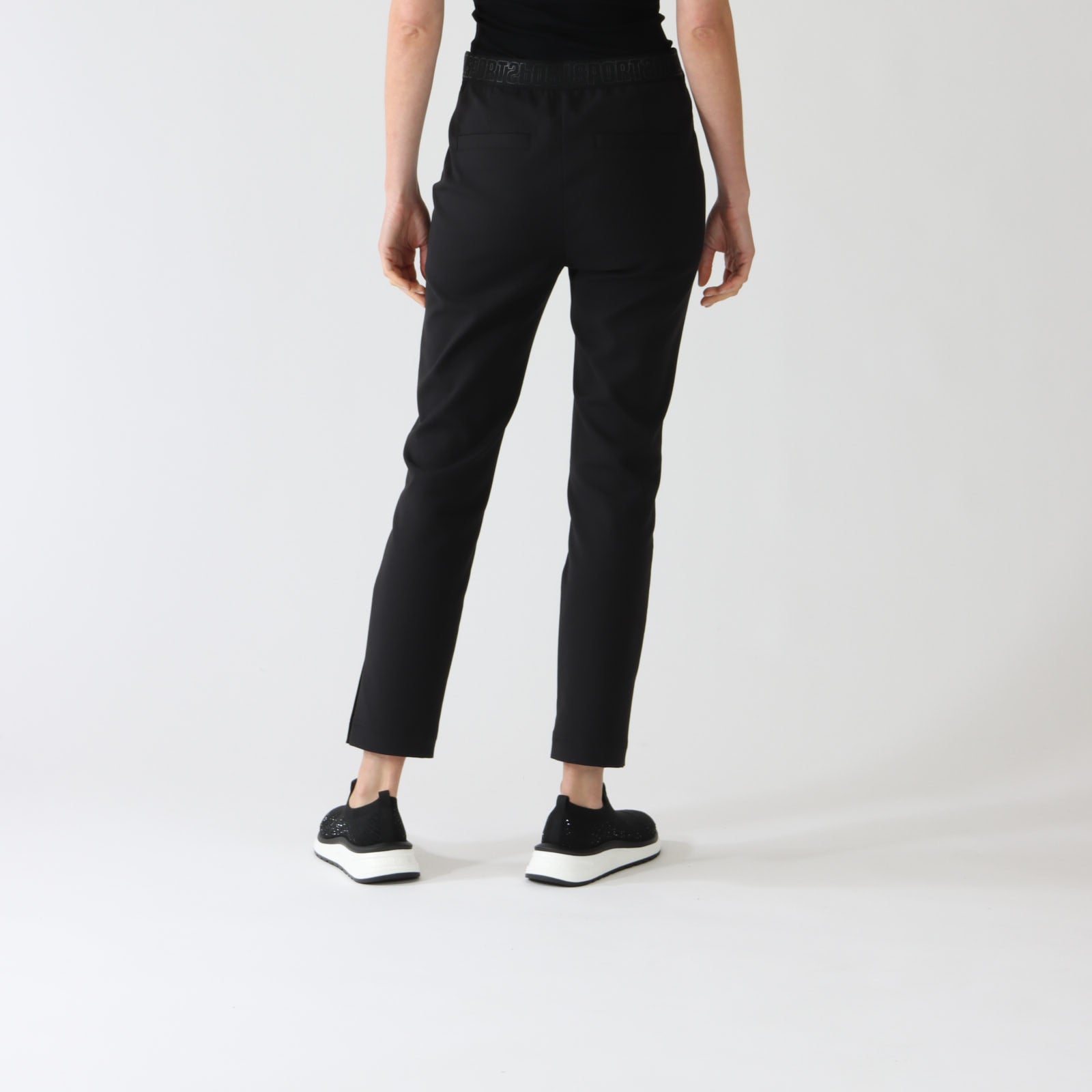 Black Sports Waistband Sliven Pants