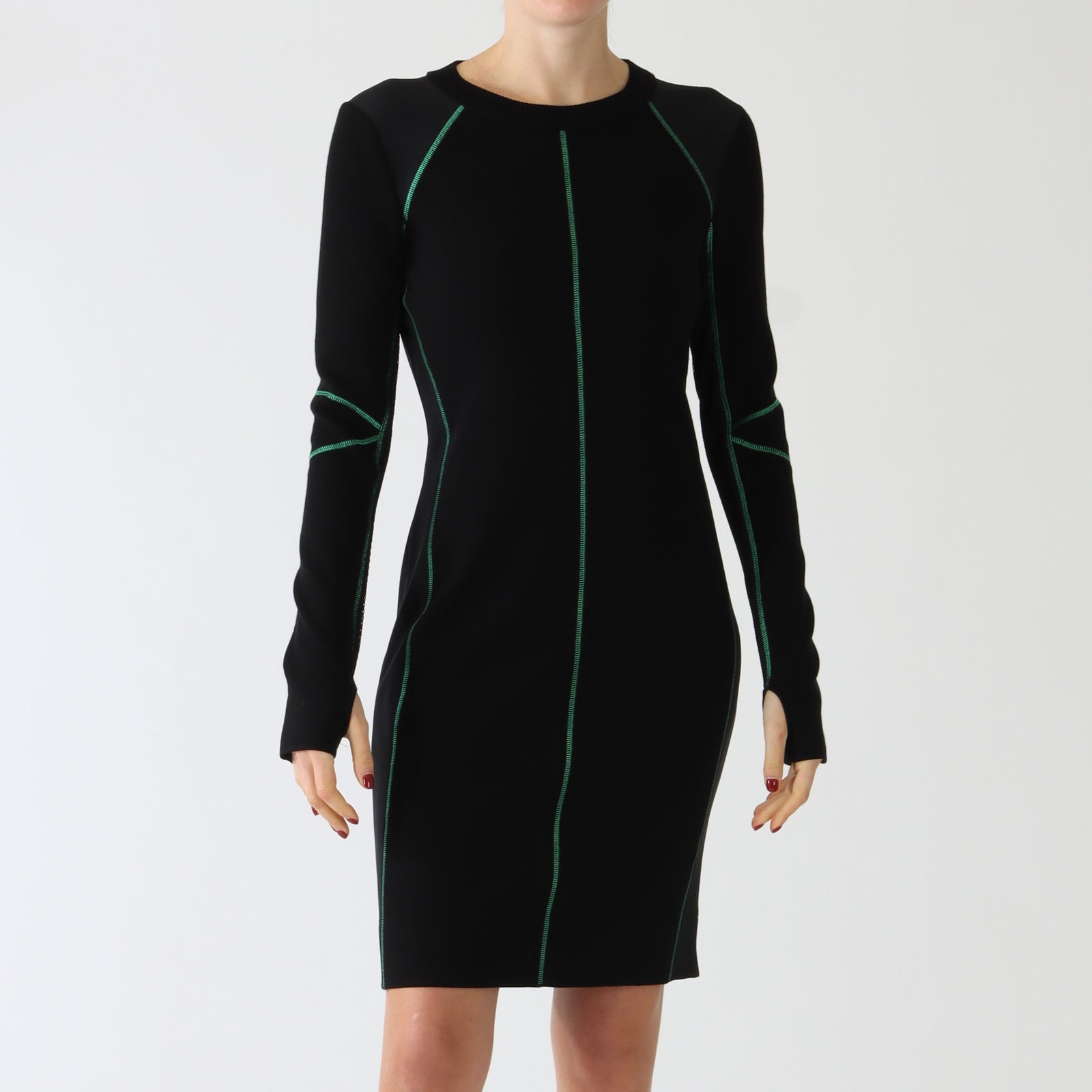 Black Sporty Contrast Stitch Dress