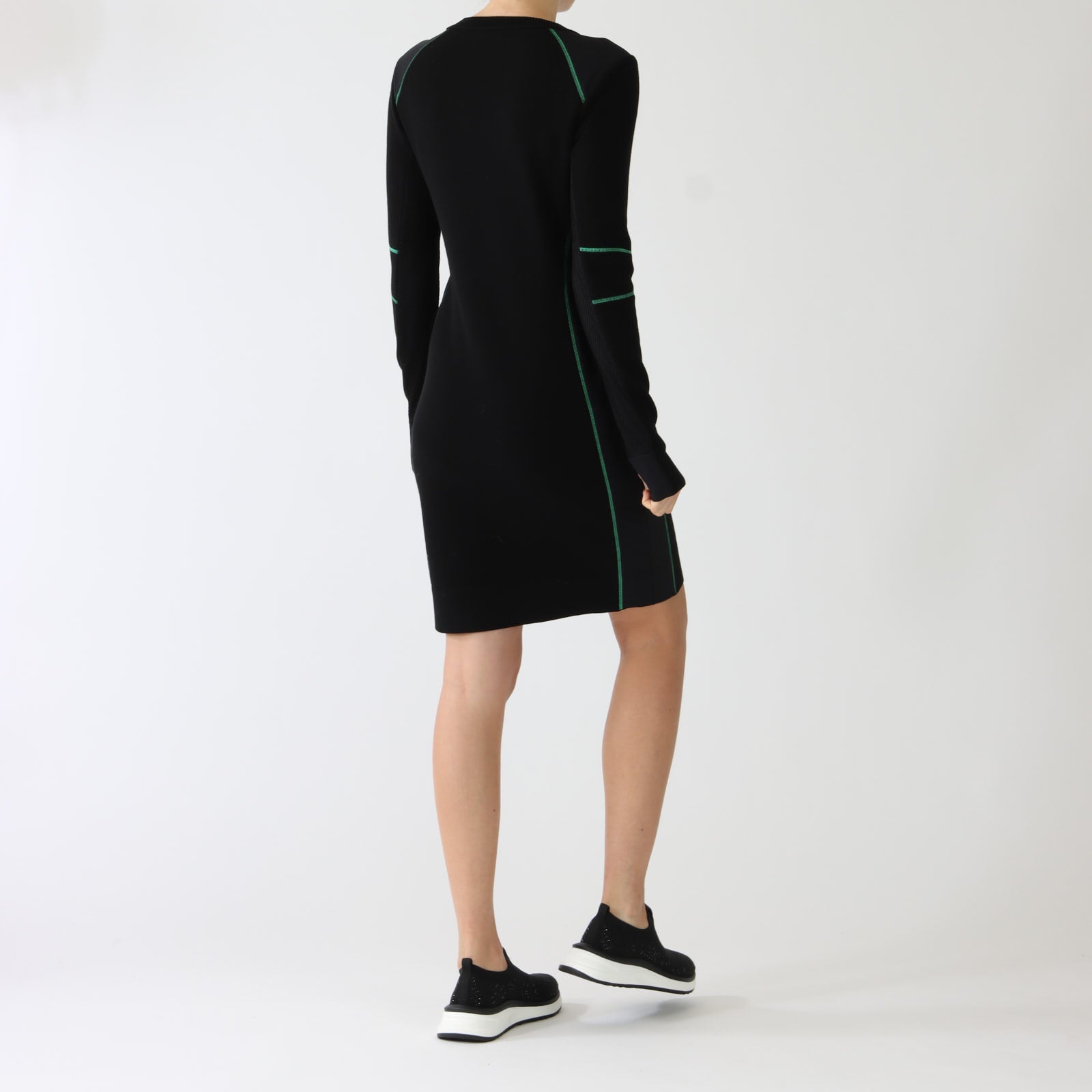 Black Sporty Contrast Stitch Dress