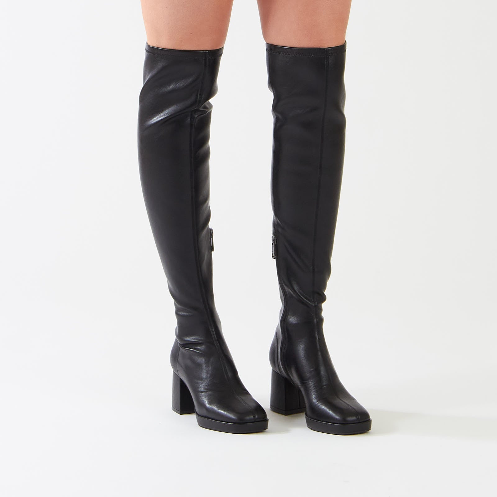 Black Stretch Nappa Over The Knee Boots