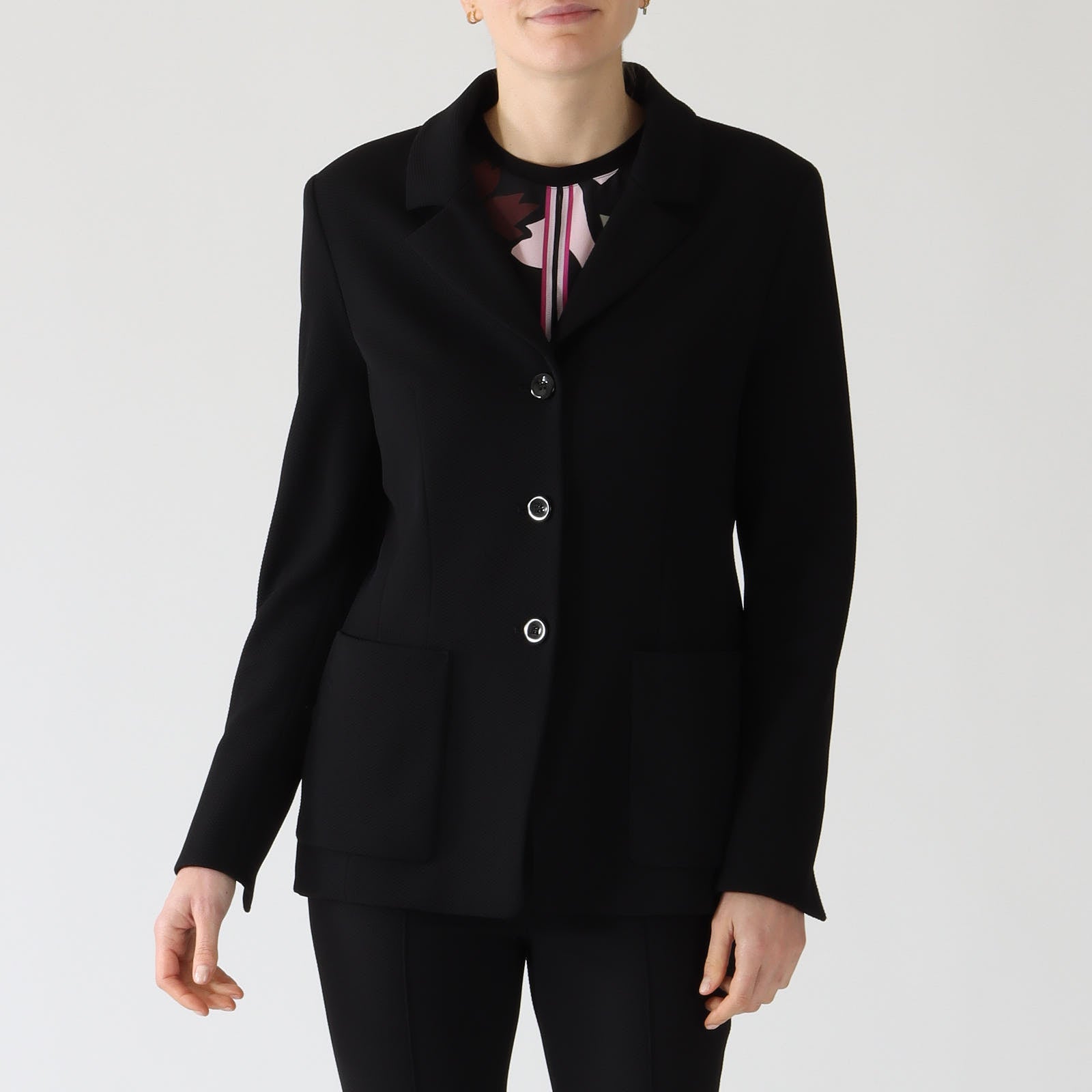 Black Textured Single Breasted Blazer