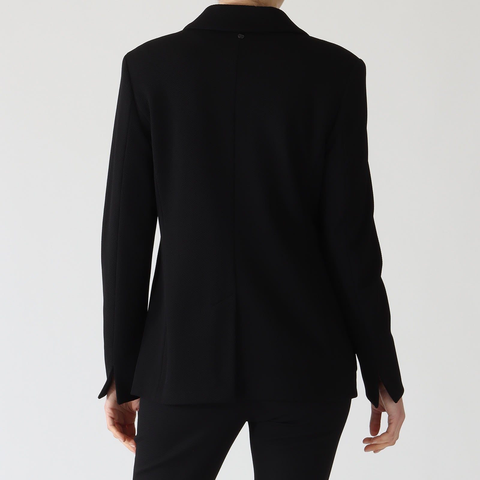 Black Textured Single Breasted Blazer