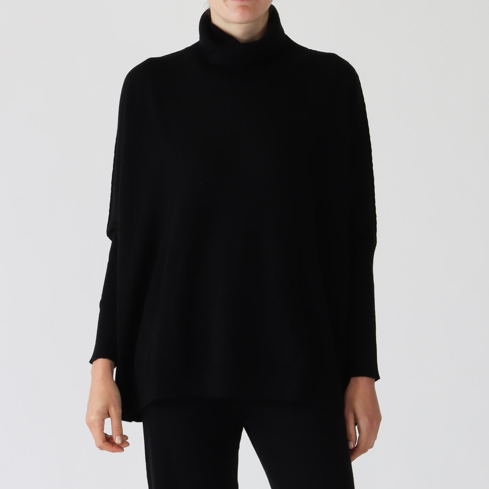 Black Turtleneck Fine Cashmere Blend Sweater