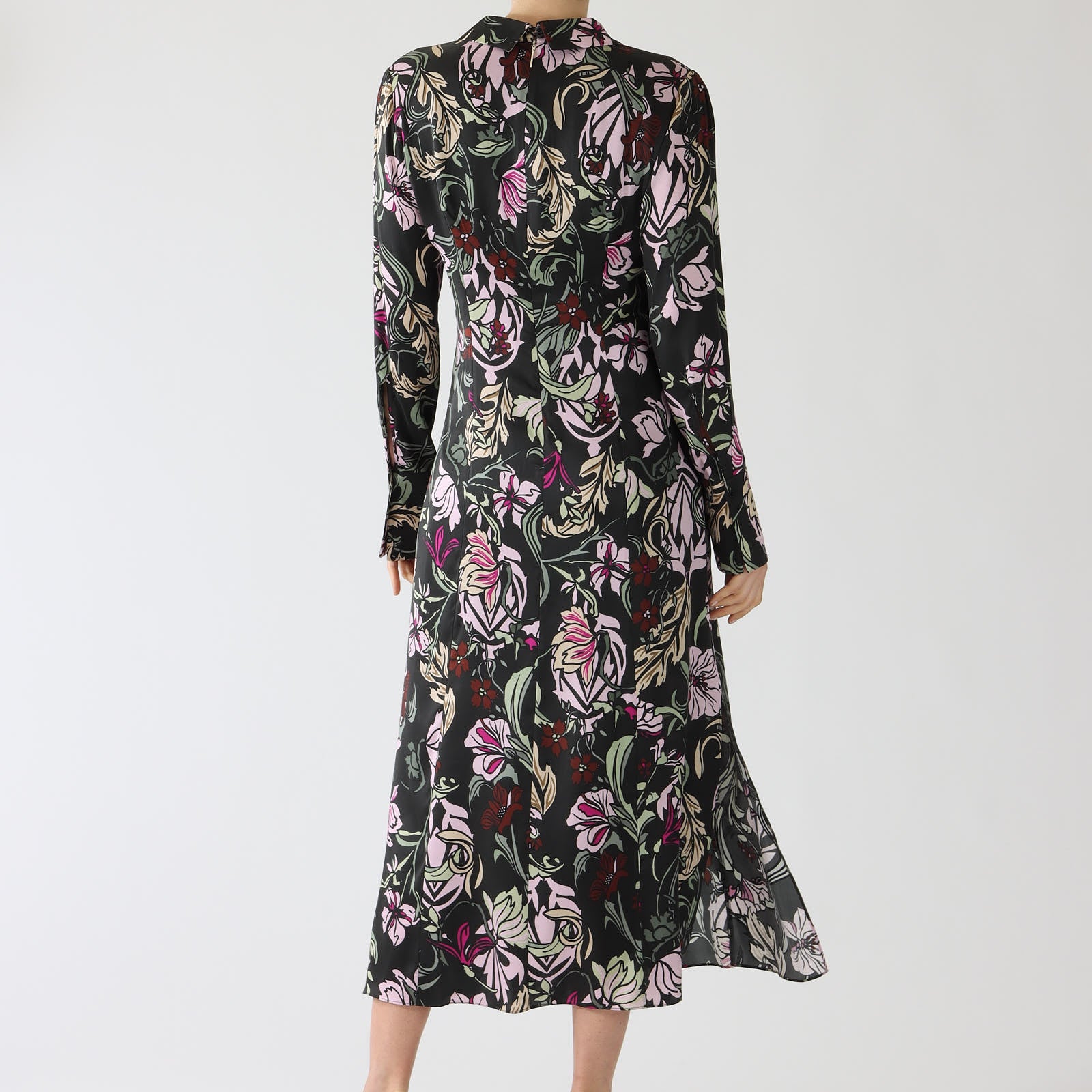 Black Twine Print Midi Shirt Dress